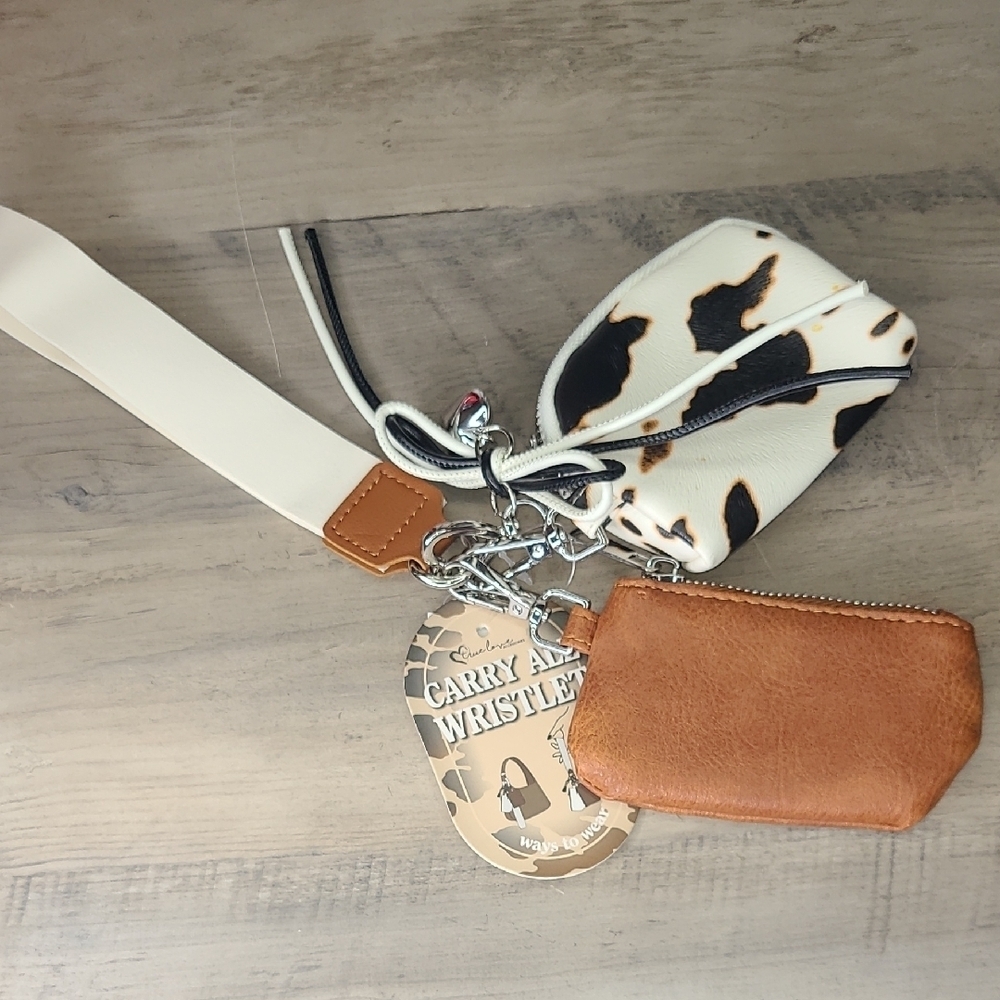 Western Style Print and Tan Key & Card Holder Set
